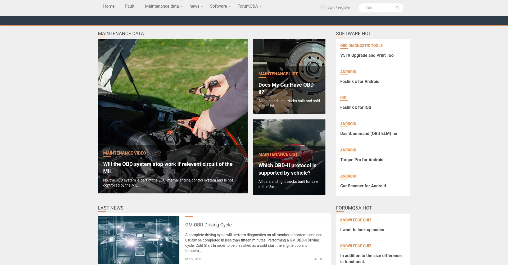 Website screenshot of Elm327.com