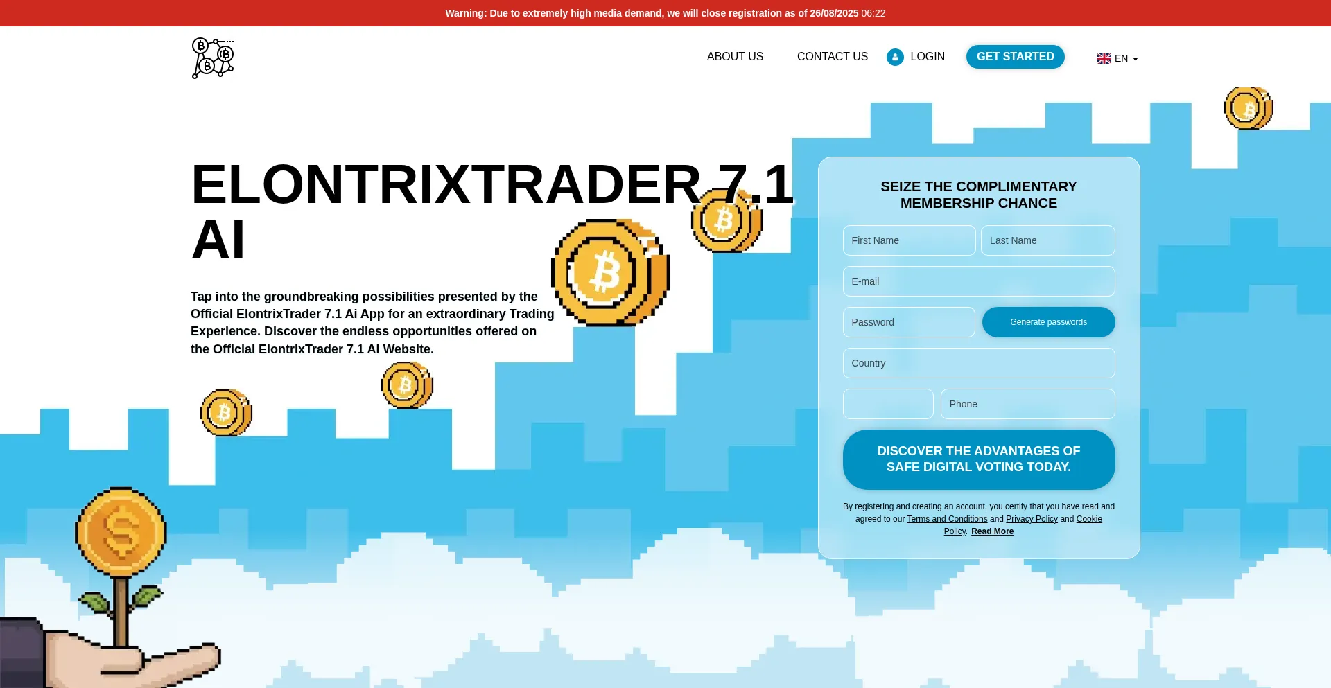 Website screenshot of Elontrixtrader-7-ai.com