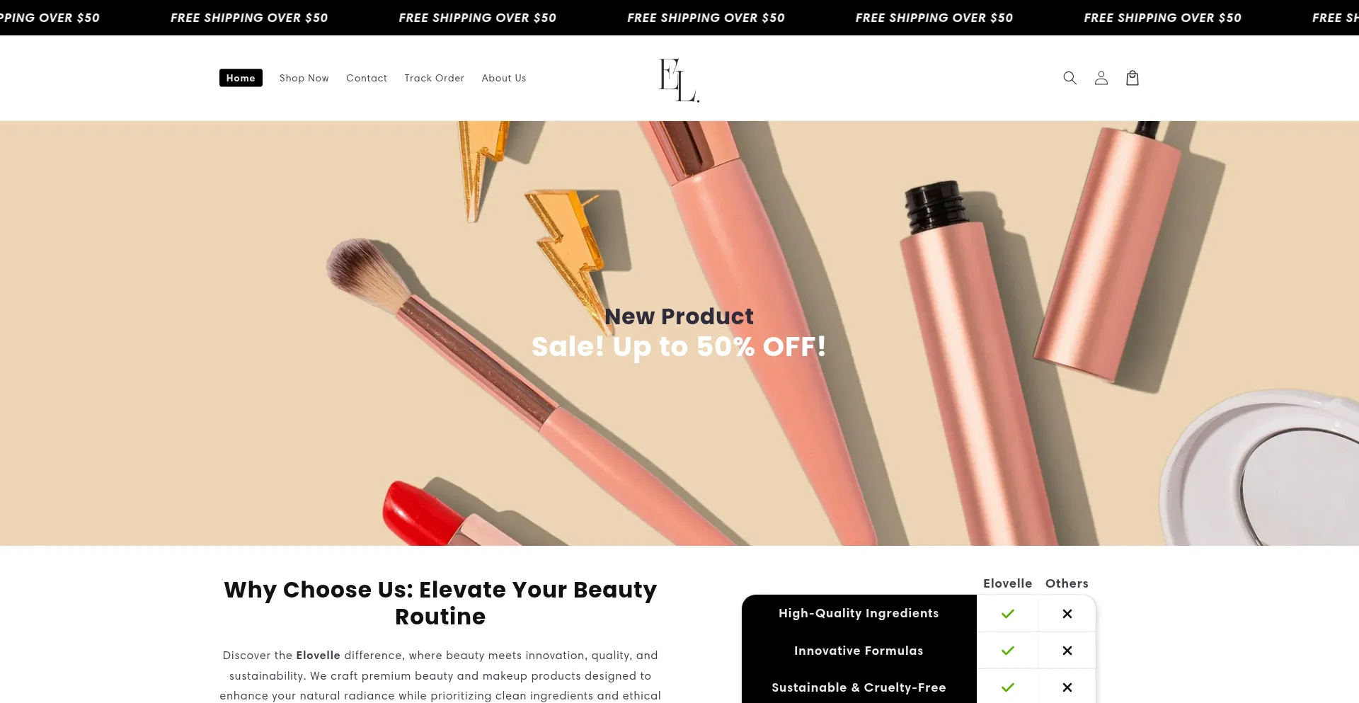 Website screenshot of Elovelle.store