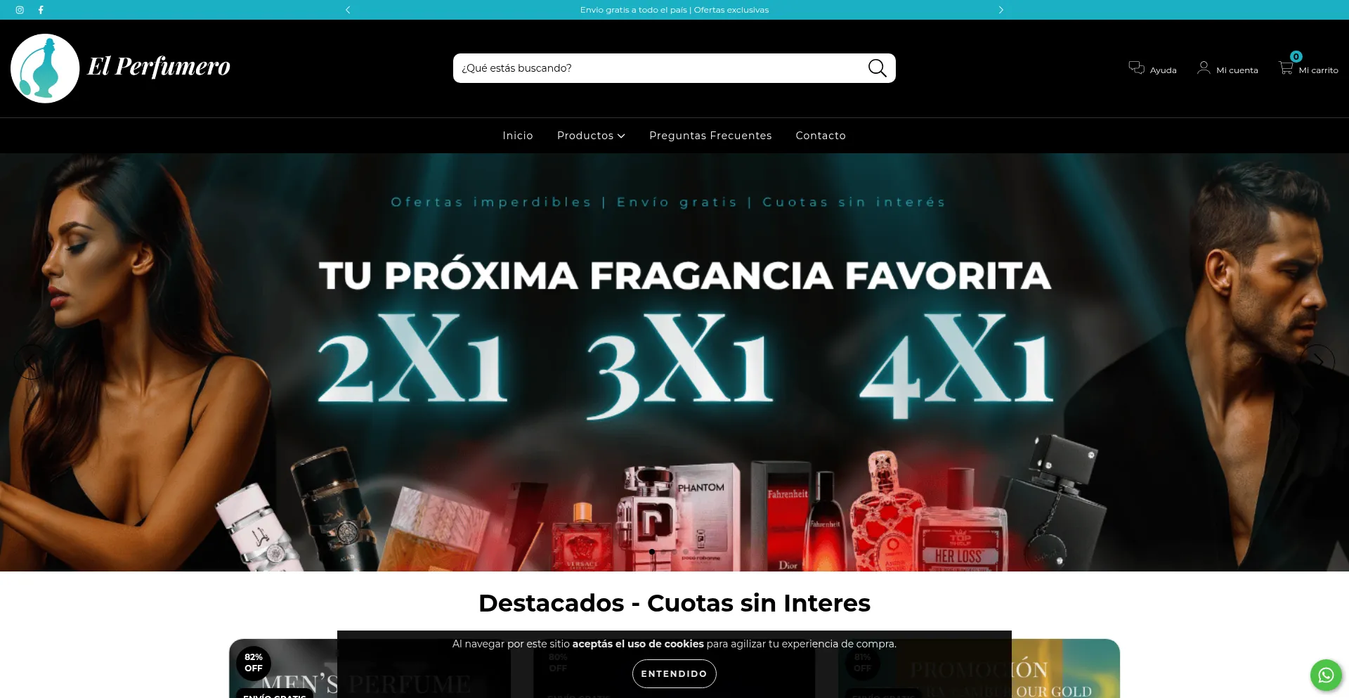 Website screenshot of Elperfumero.com.ar