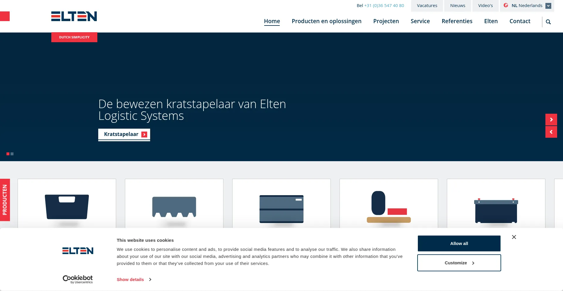 Website screenshot of Elten.nl