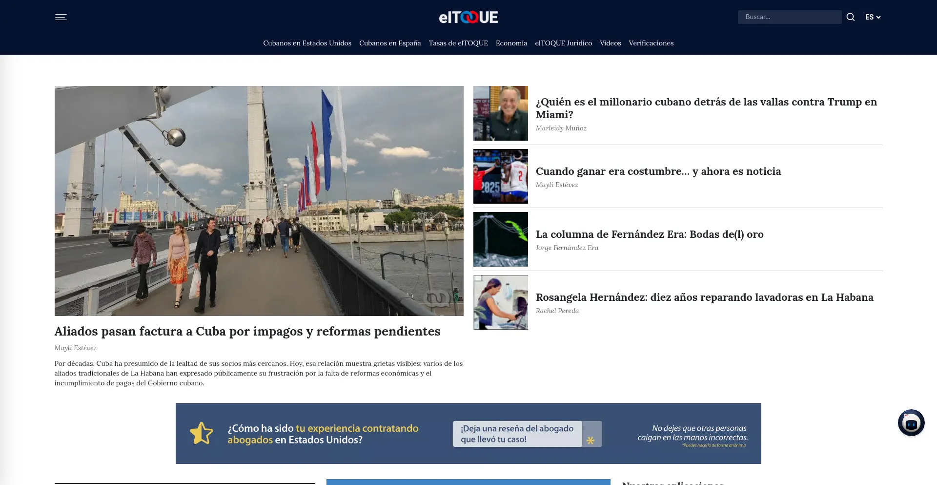 Website screenshot of Eltoque.com