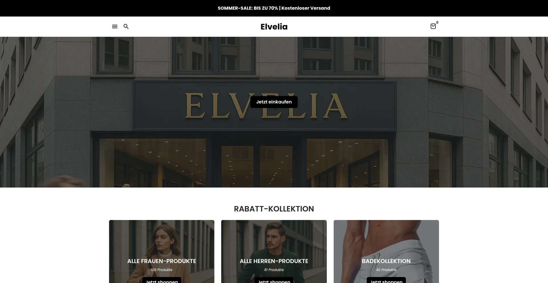 Website screenshot of Elvelia.com