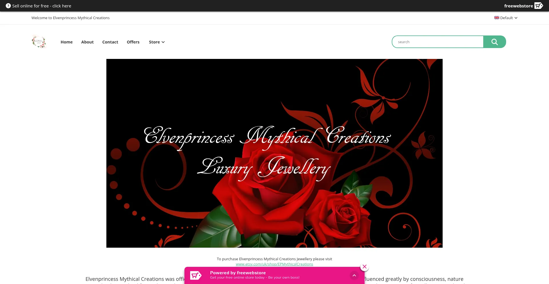 Website screenshot of Elvenprincessmythicalcreations.co.uk
