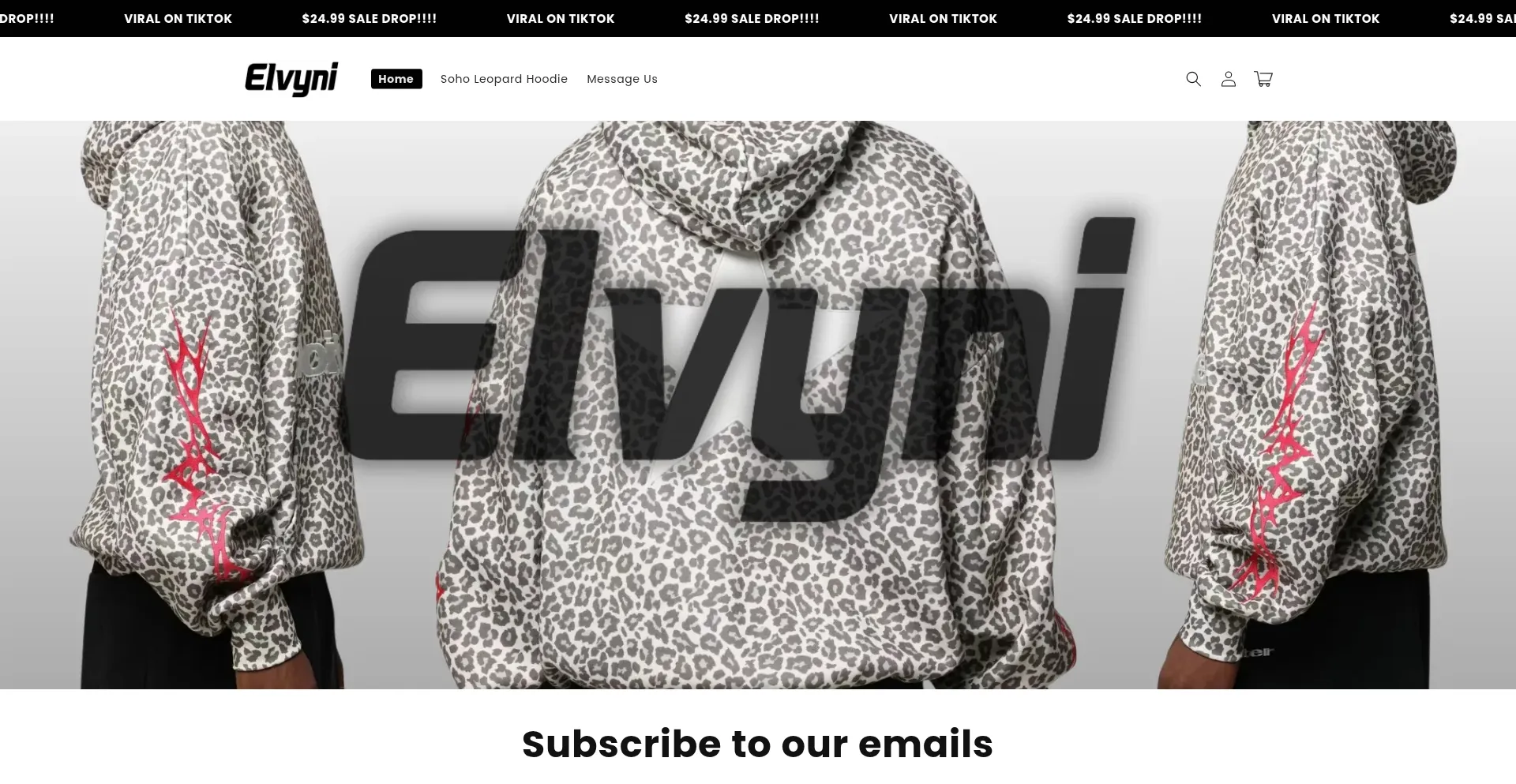 Website screenshot of Elvyni.com