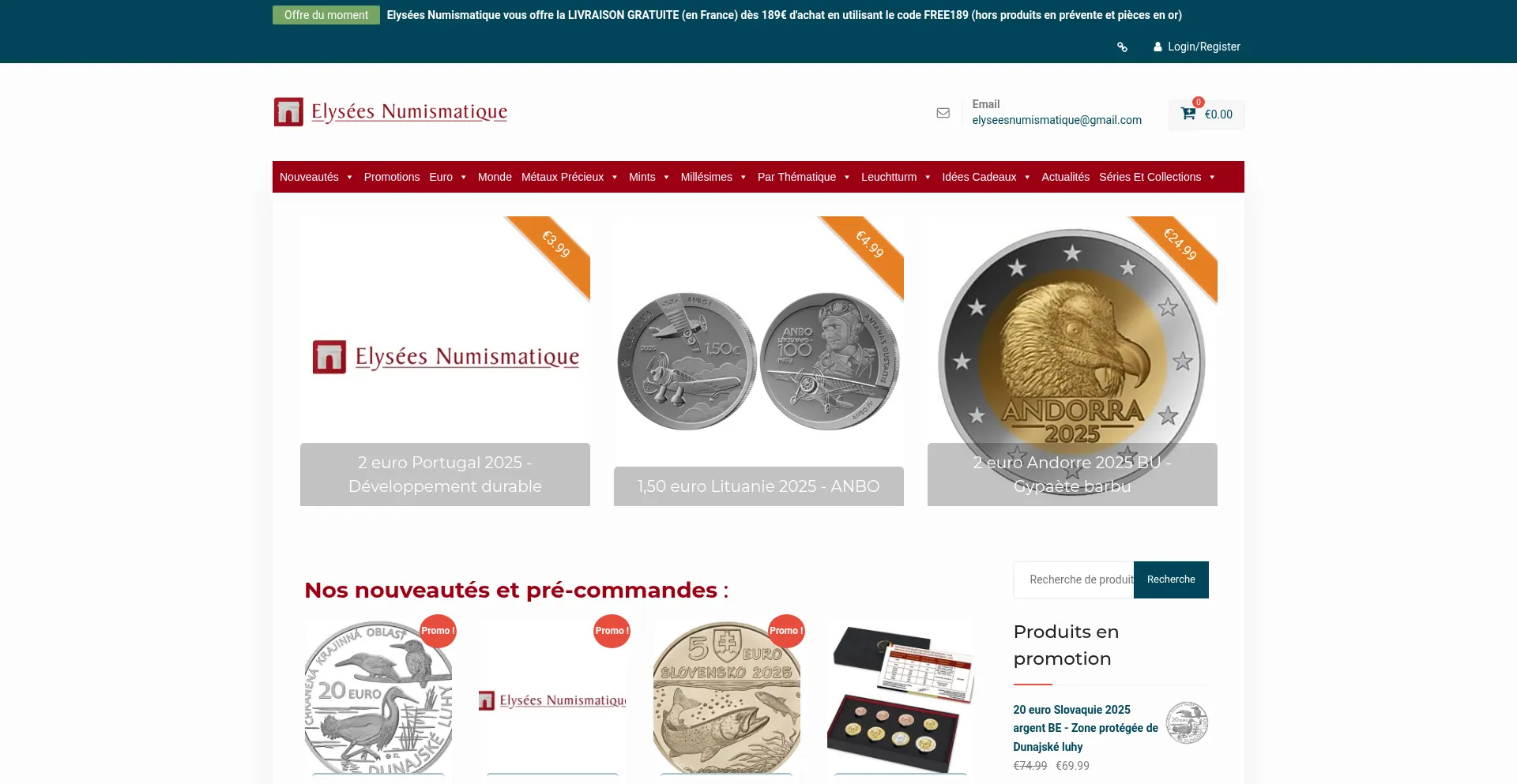 Elyseesnumismatique.com Screenshot