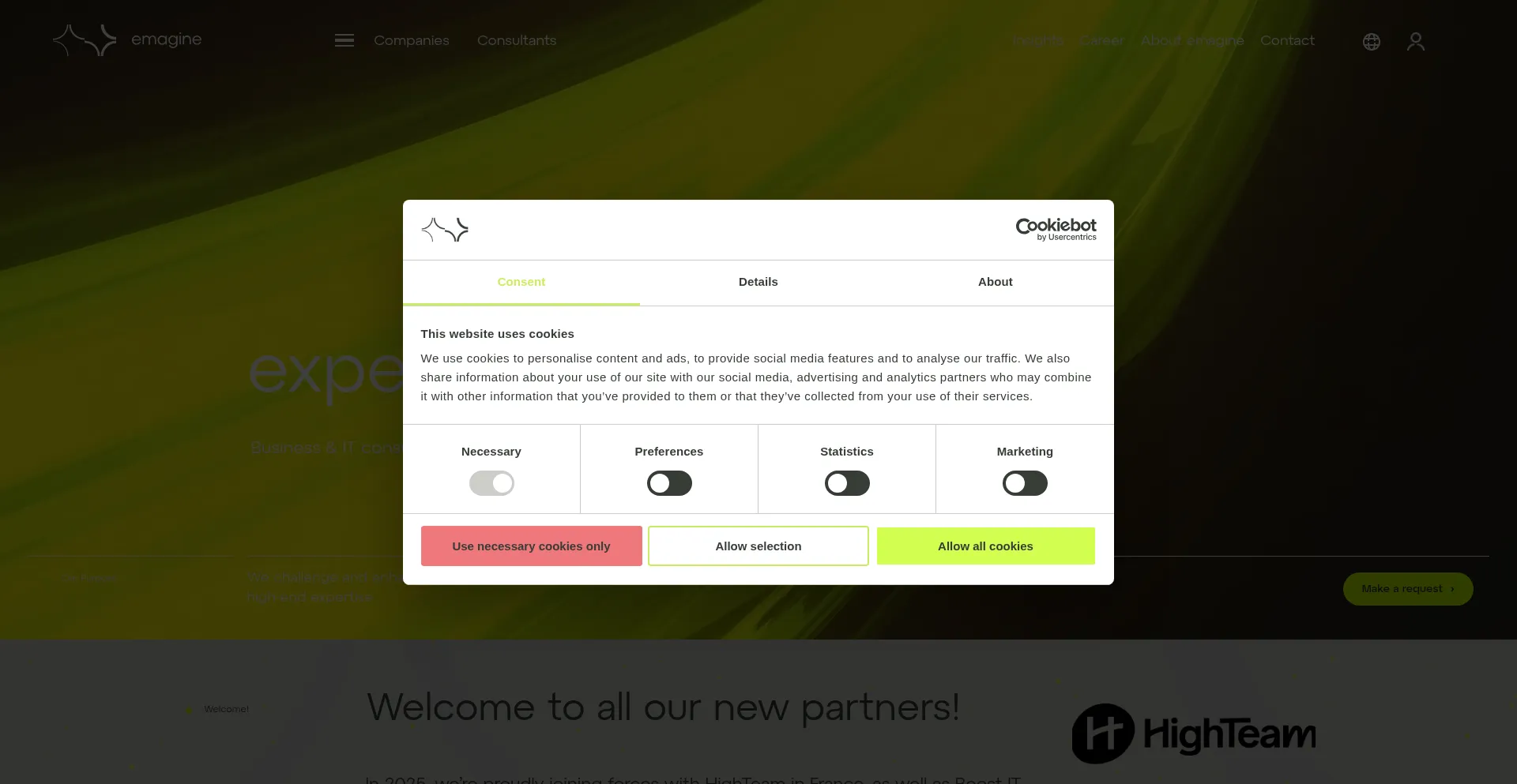 Website screenshot of Emagine.org