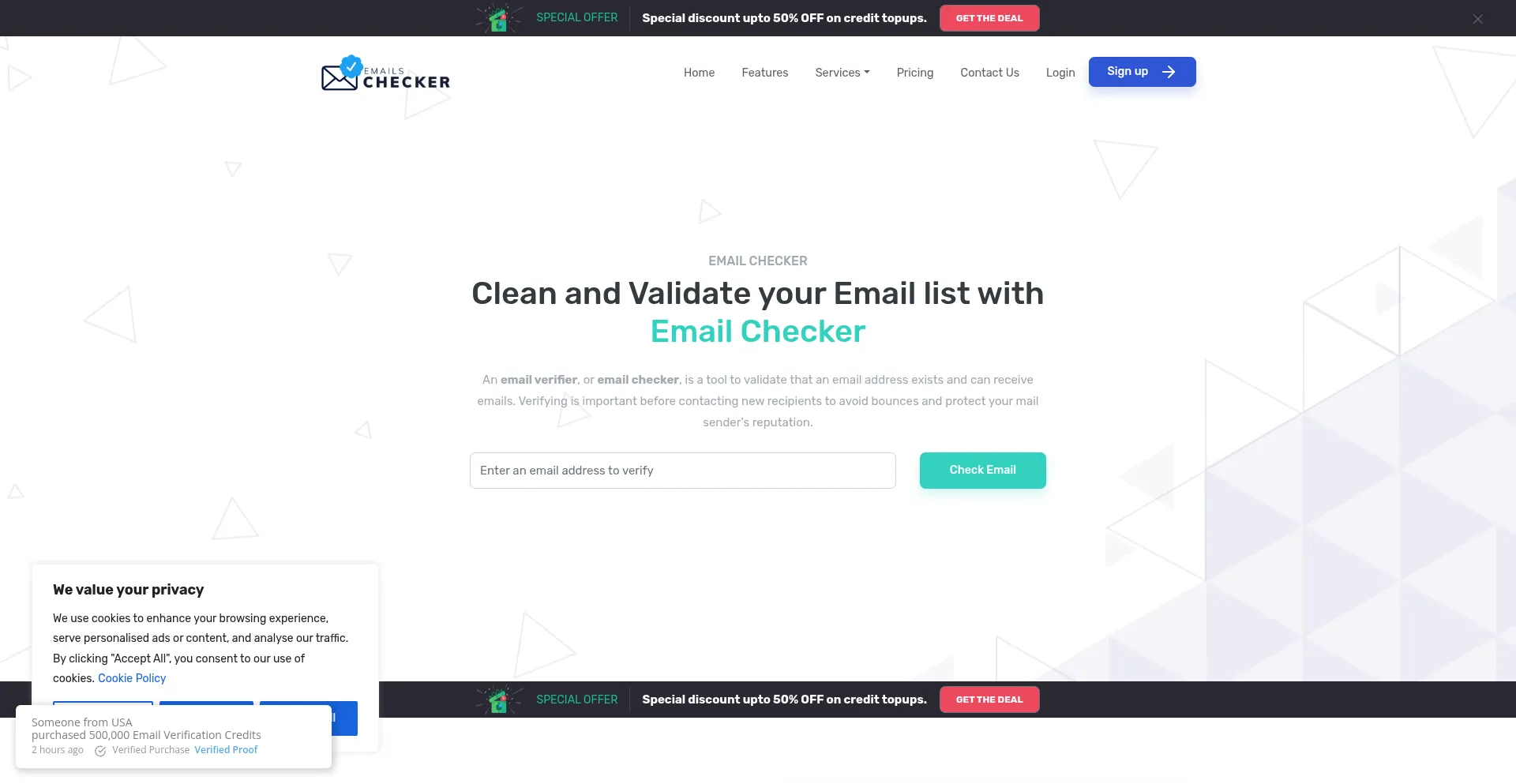 Website screenshot of Emails-checker.net