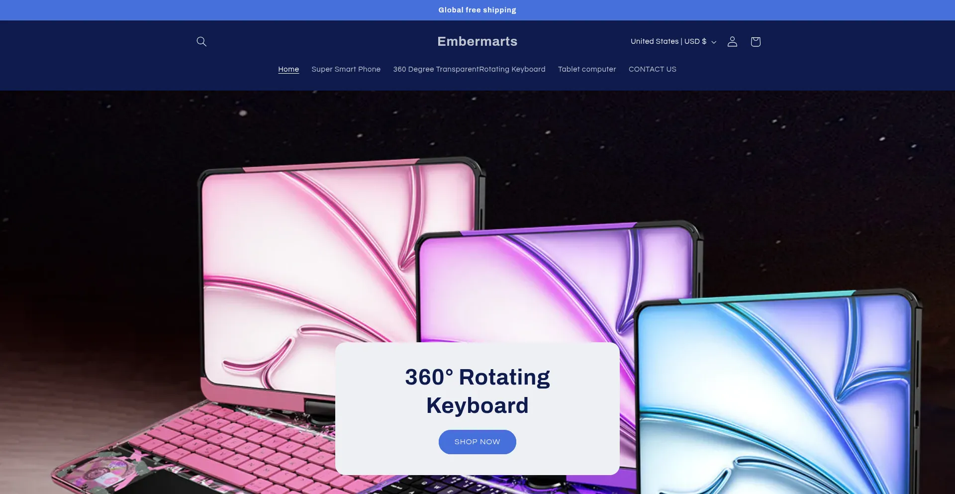 Website screenshot of Embermarts.com