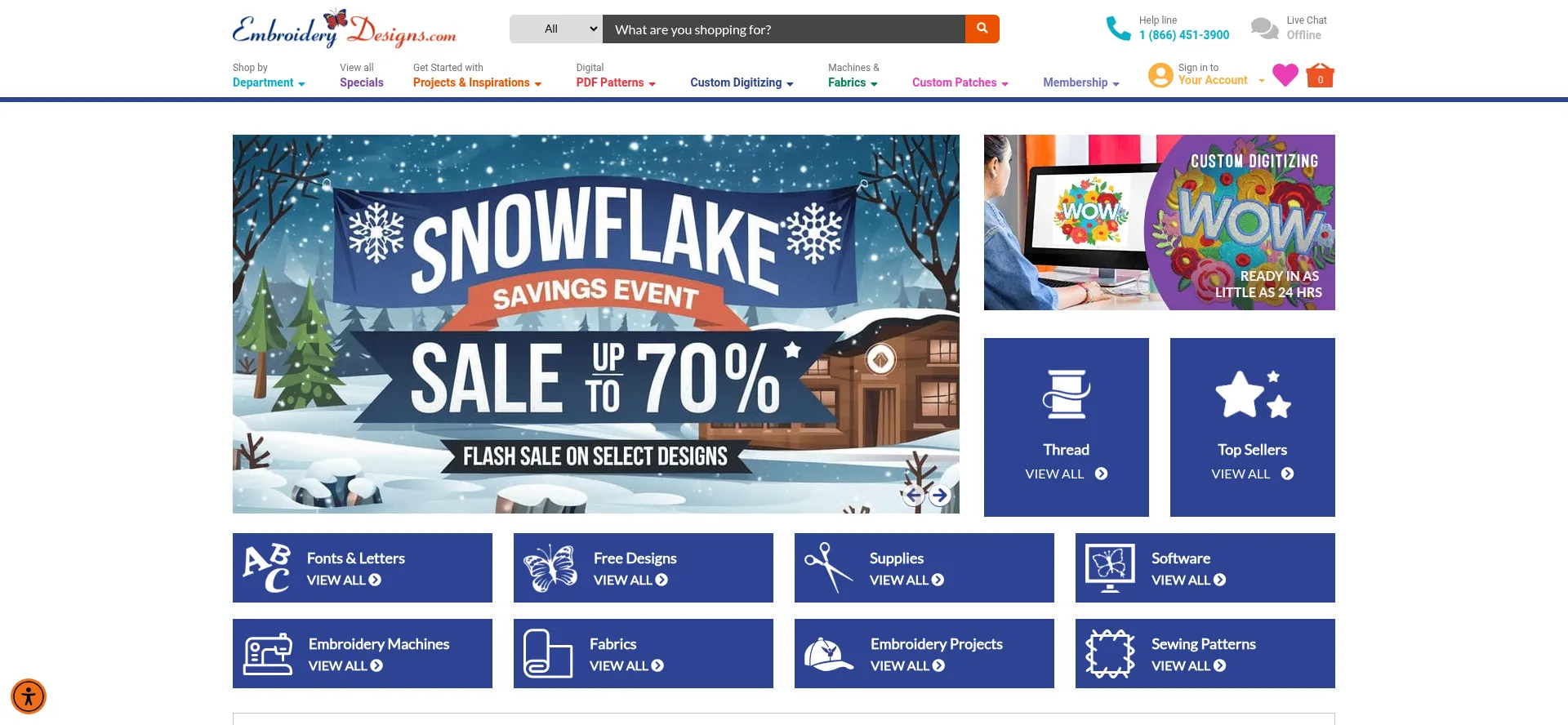 Website screenshot of Embroiderydesigns.com
