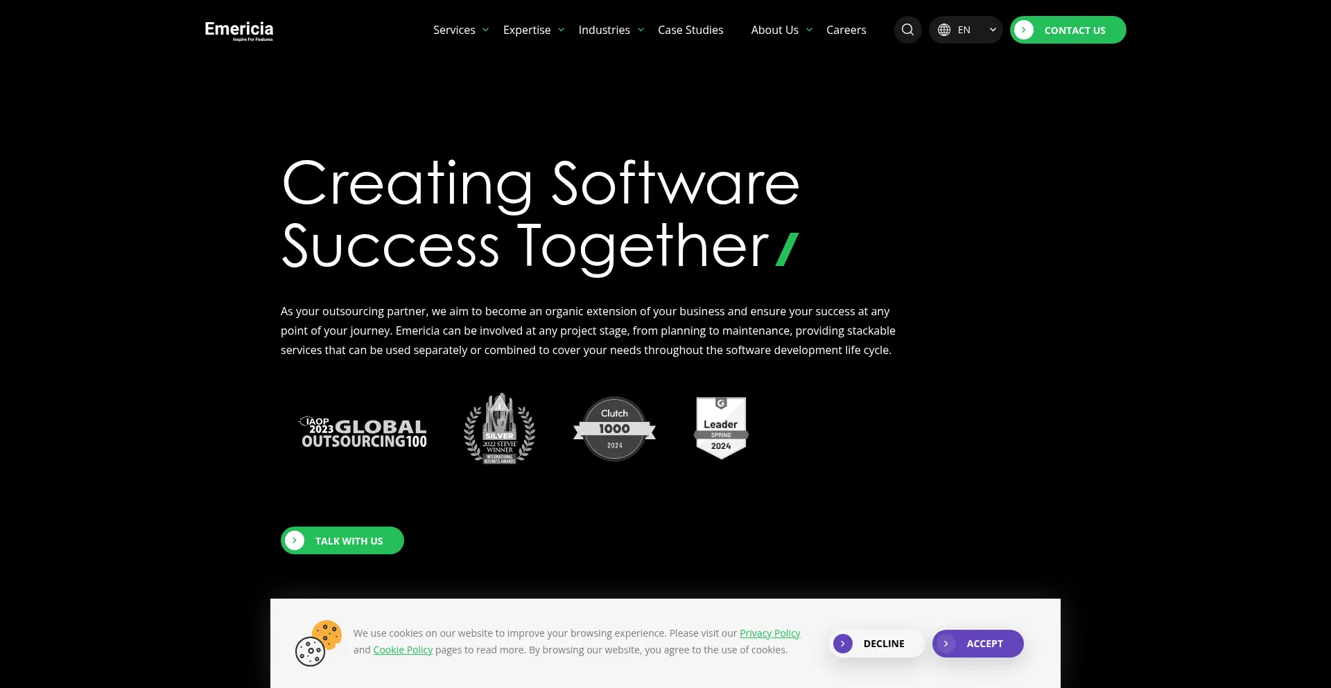Website screenshot of Emericia.com