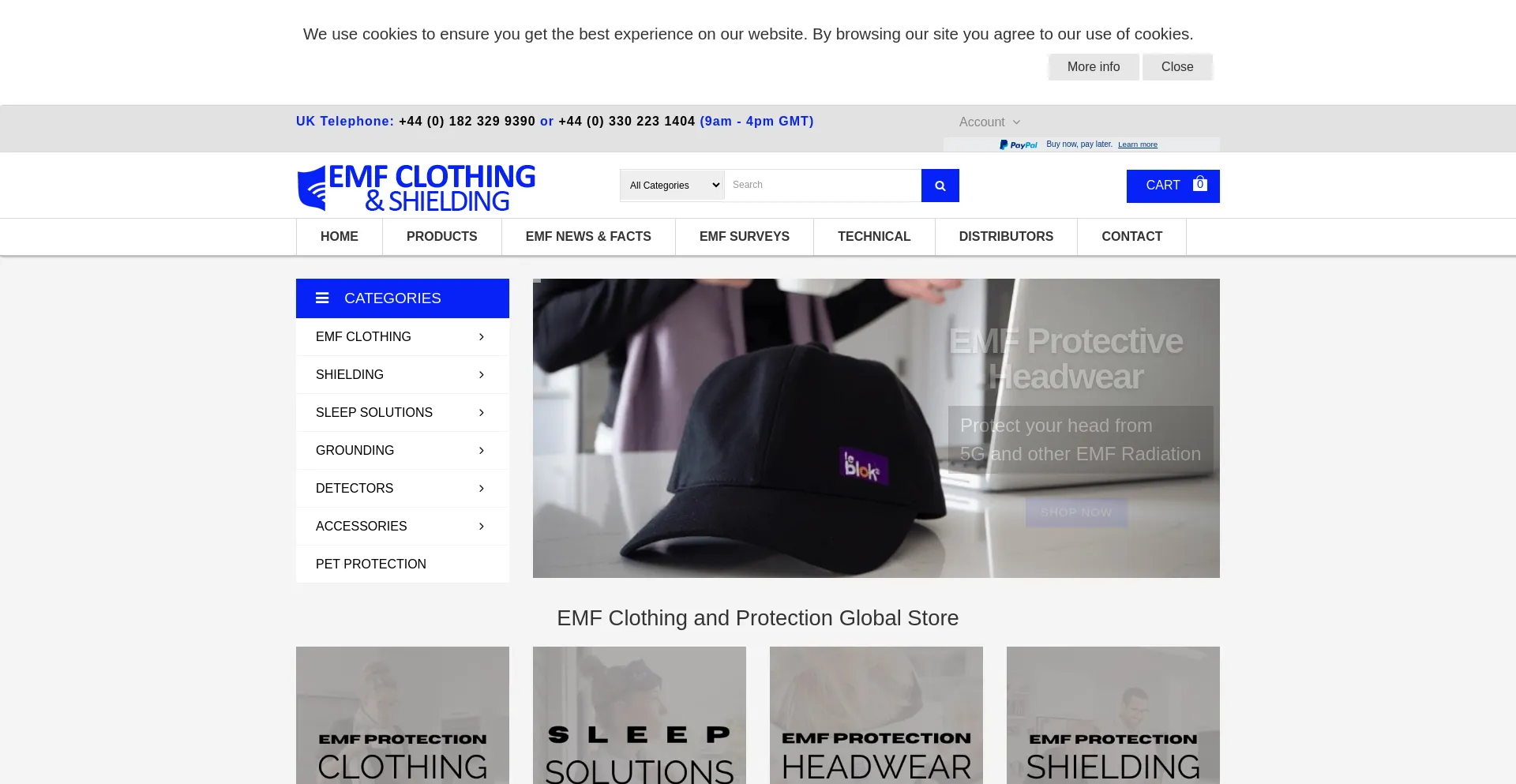 Website screenshot of Emfclothing.com