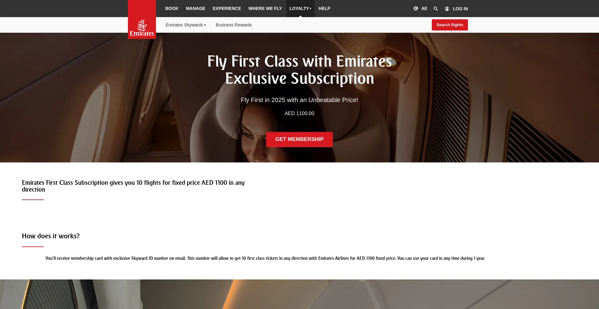 Website screenshot of Emirates-luxclass.com