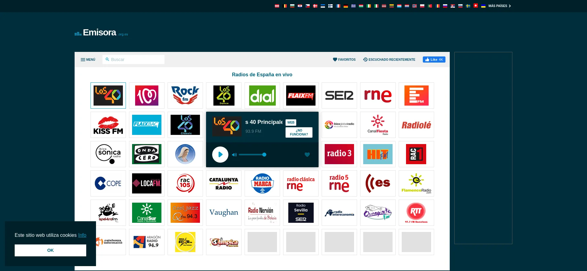 Website screenshot of Emisora.org.es