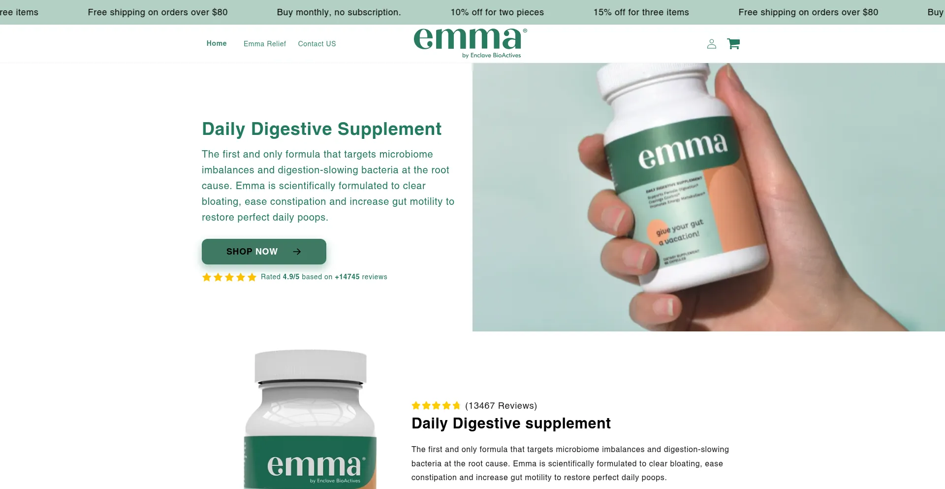 Website screenshot of Emmareliefus.com