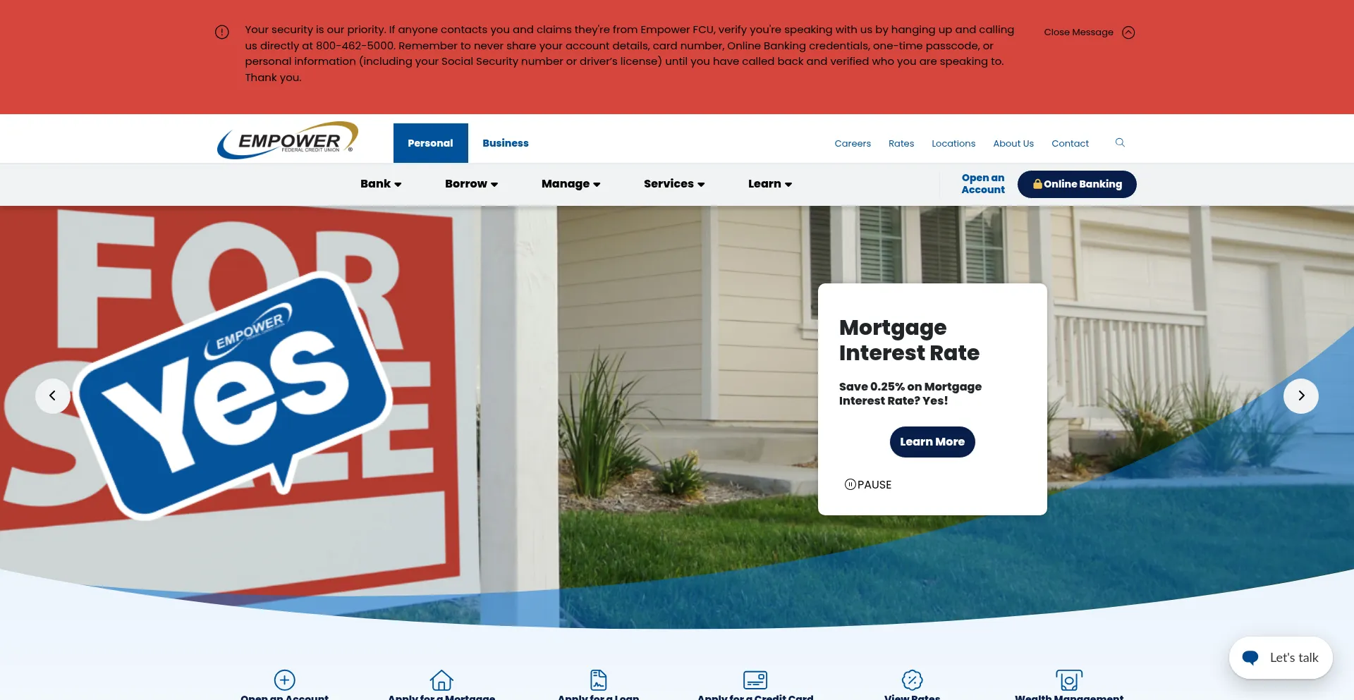 Website screenshot of Empowerfcu.com