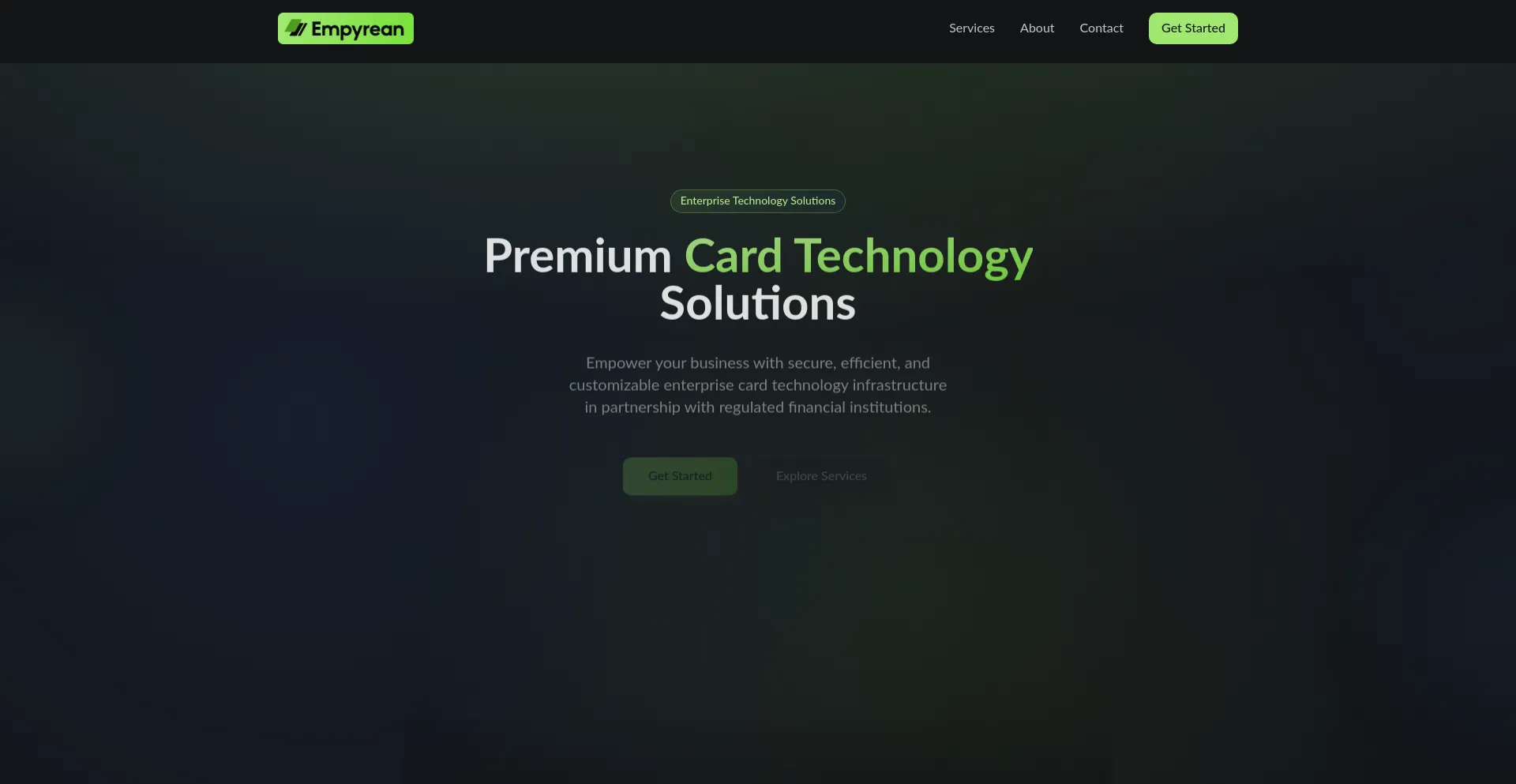 Website screenshot of Empyrean.cash