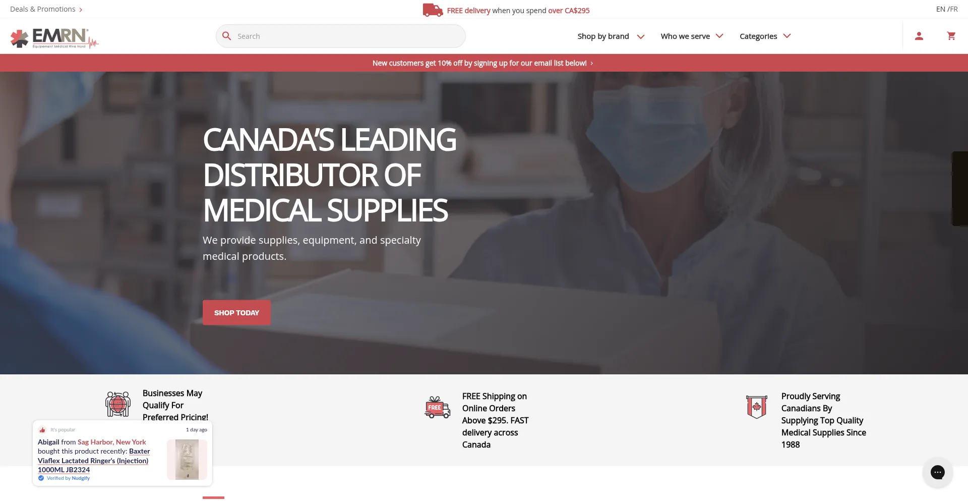 Website screenshot of Emrn.ca