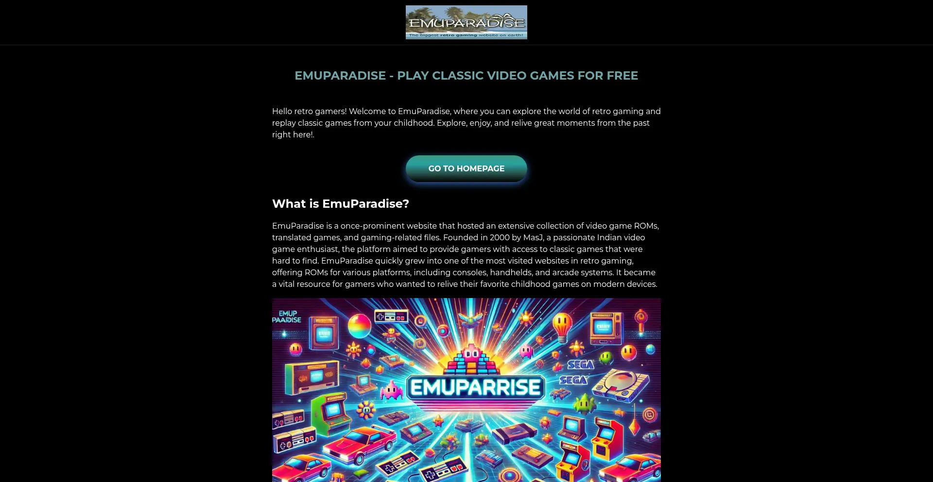 Website screenshot of Emuparadise.com.im