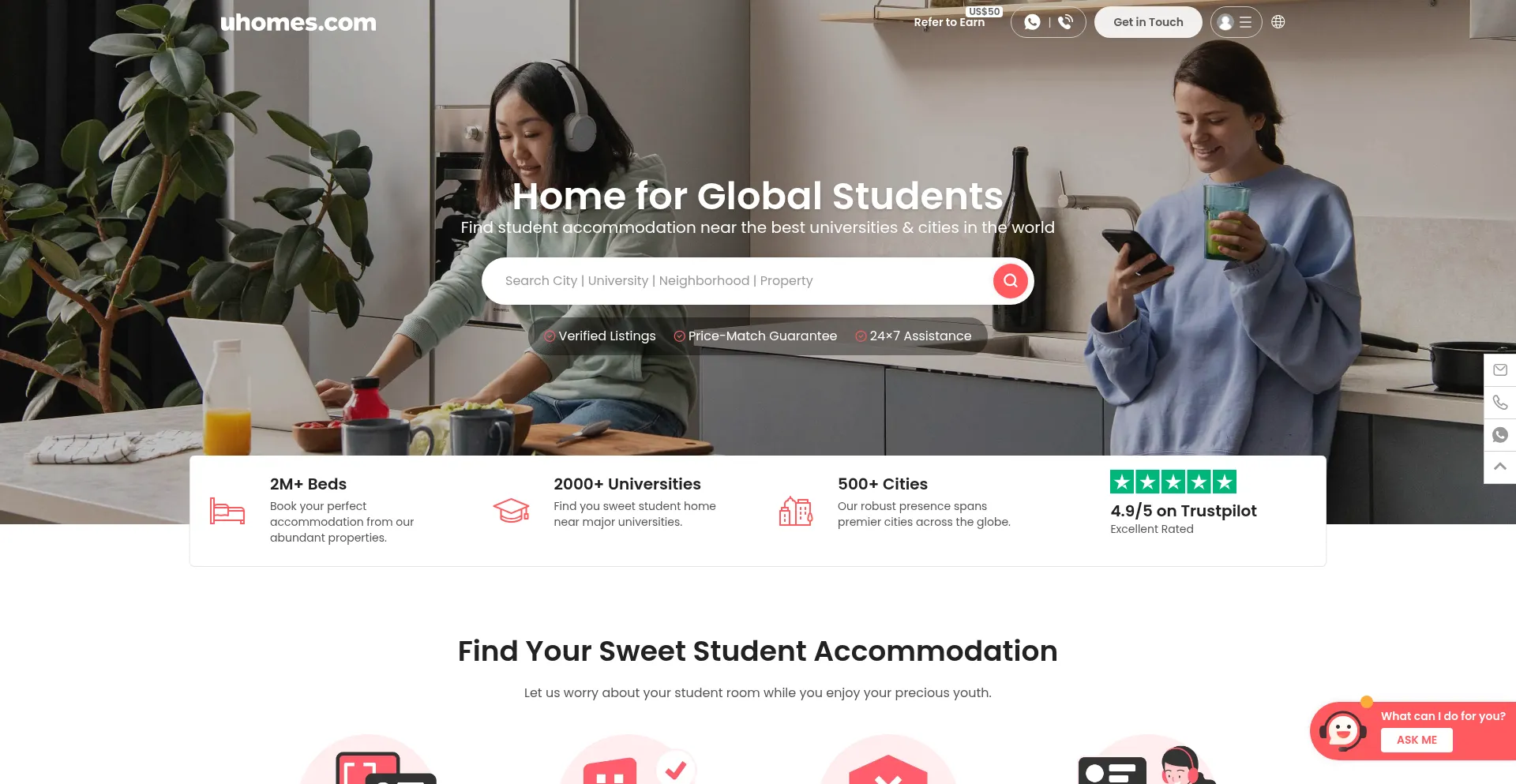 Website screenshot of En.uhomes.com