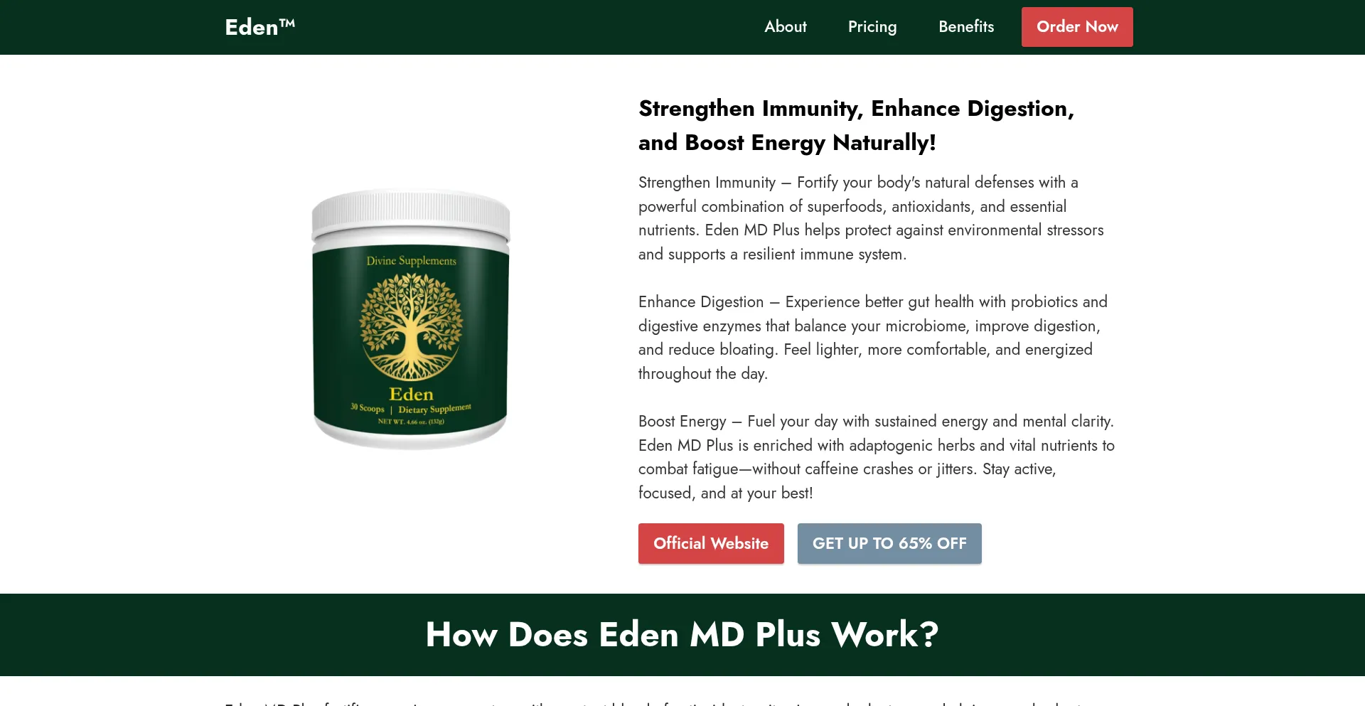 Website screenshot of En-edensupplement.com