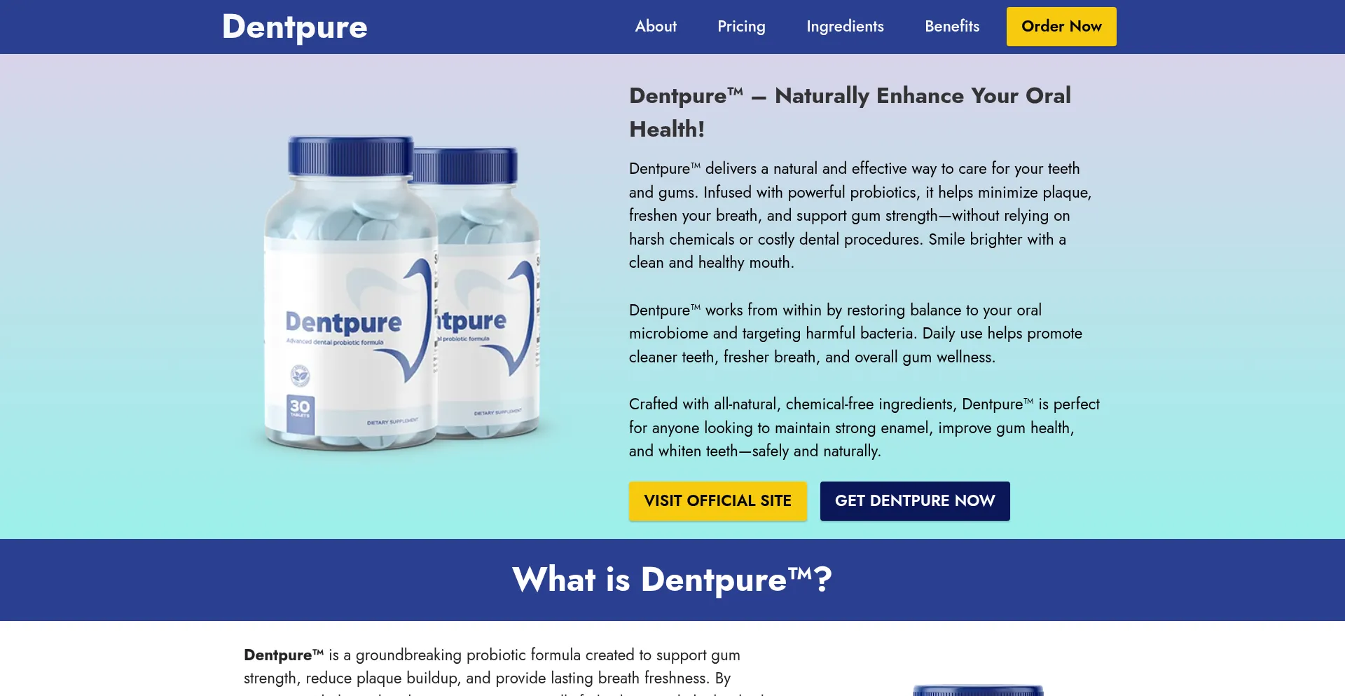 Website screenshot of En-us-denttpure.com