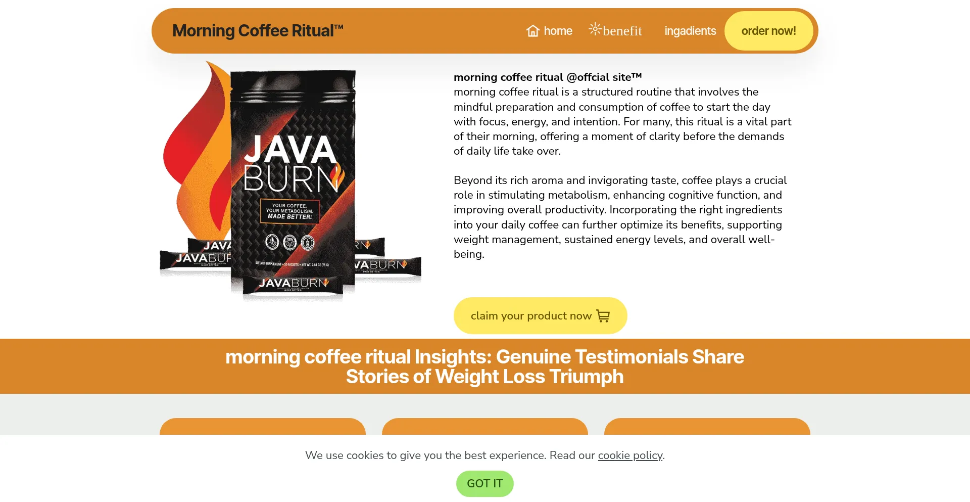 Website screenshot of En-us-morningcoffeeritual.com