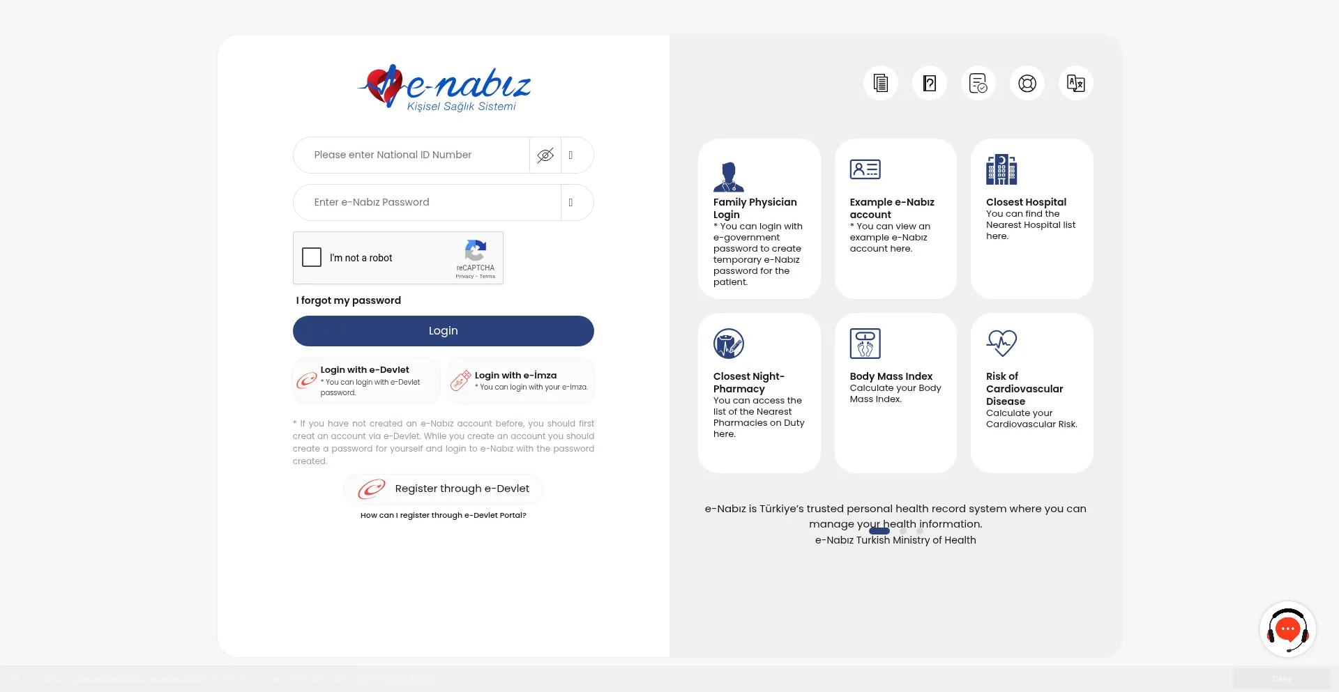 Website screenshot of Enabiz.gov.tr