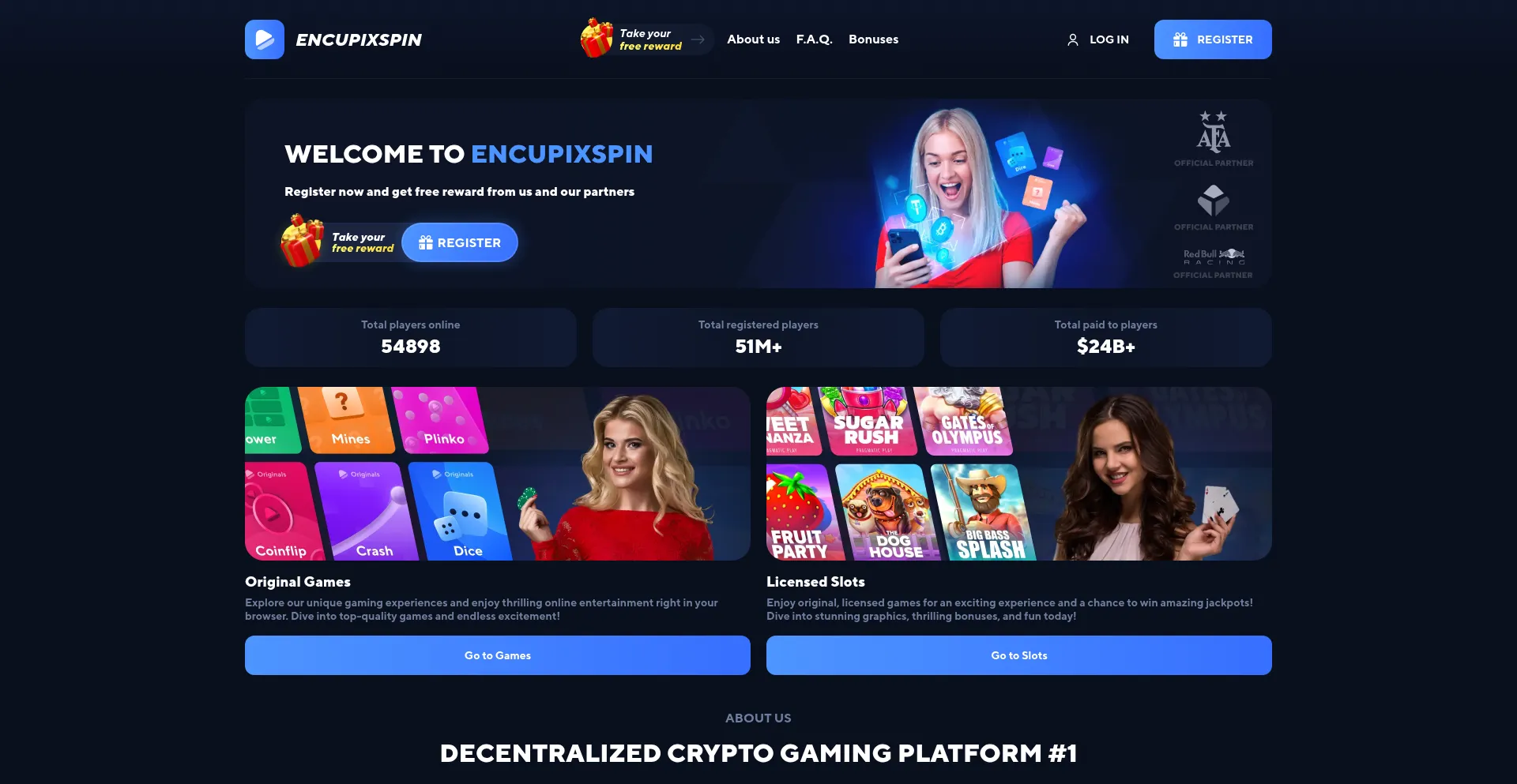 Website screenshot of Encupixspin.com