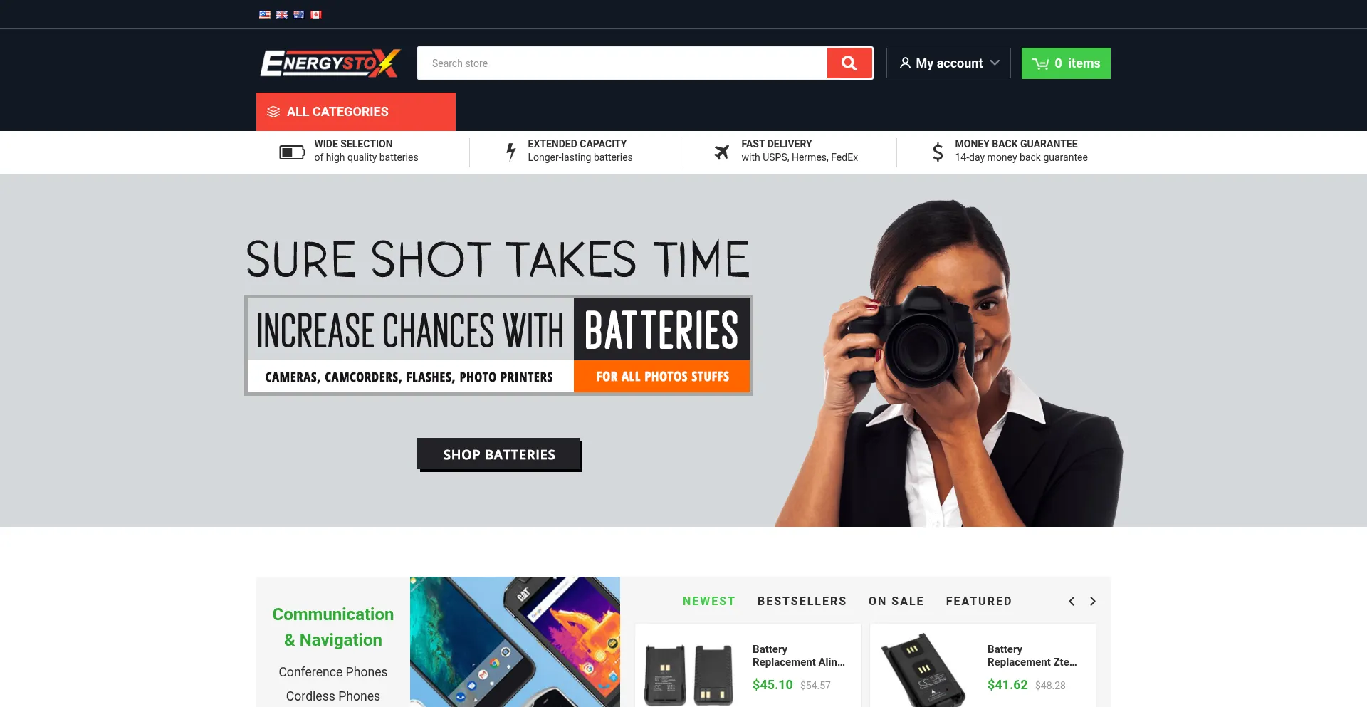 Website screenshot of Energystox.com