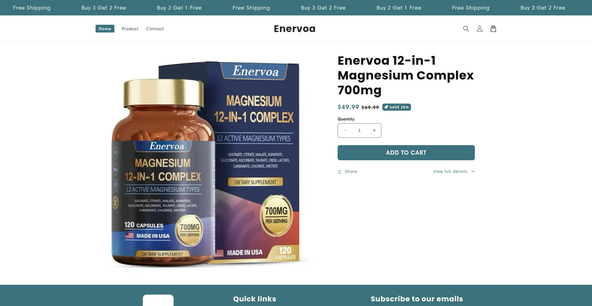Website screenshot of Enervoa.com