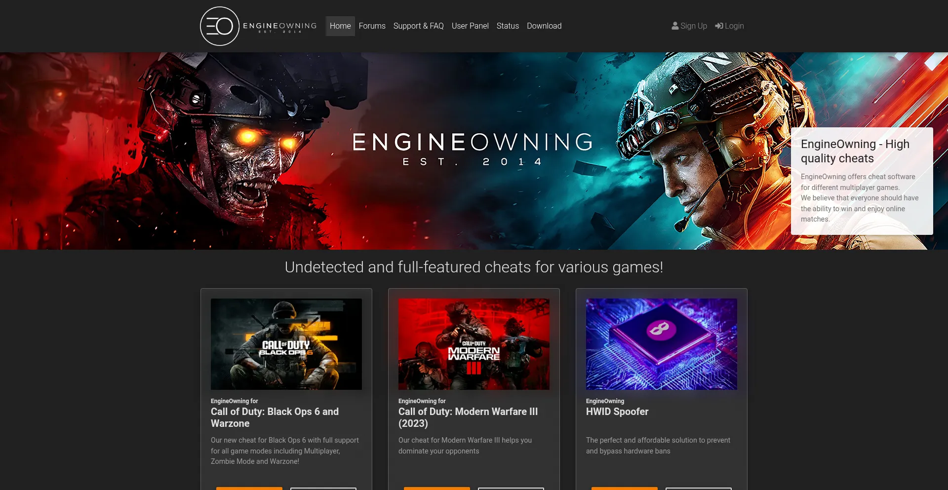 Website screenshot of Engineowning.su