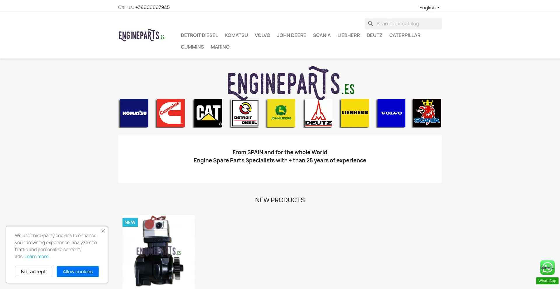 Website screenshot of Engineparts.es