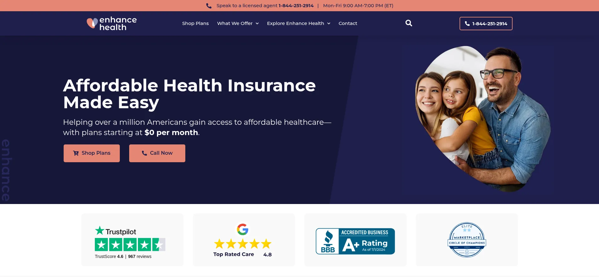 Website screenshot of Enhancehealth.com