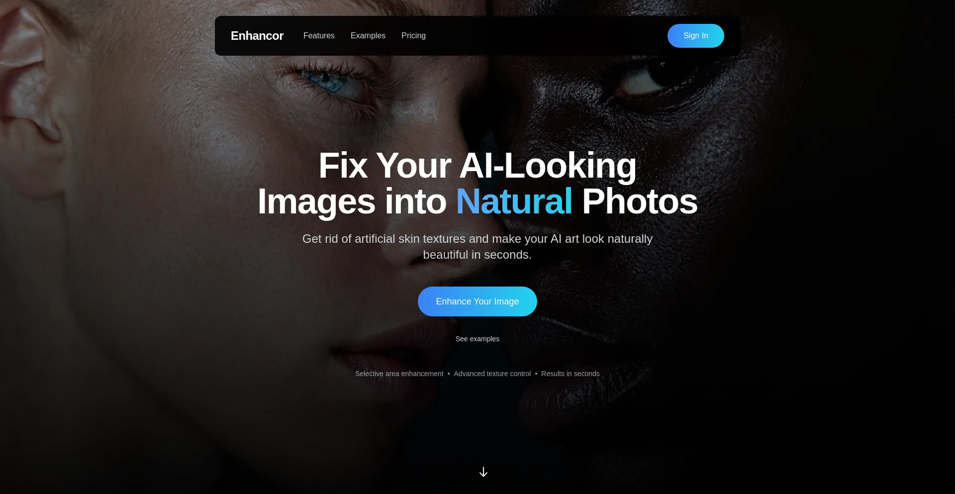 Website screenshot of Enhancor.ai