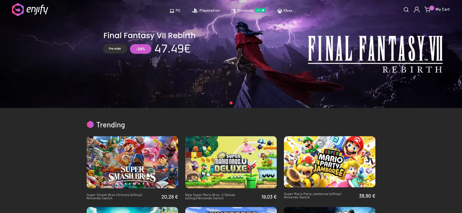 Website screenshot of Enjify.com
