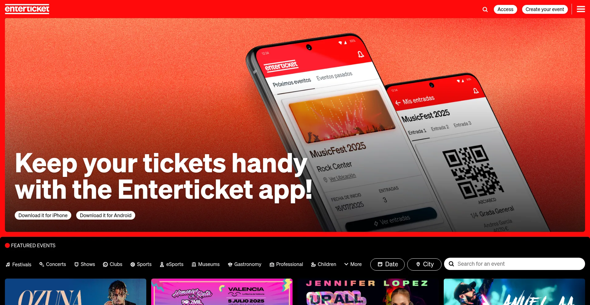 Website screenshot of Enterticket.es