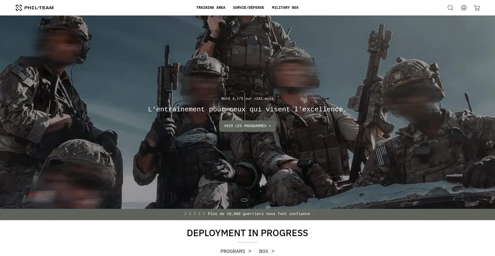 Website screenshot of Entrainement-militaire.fr