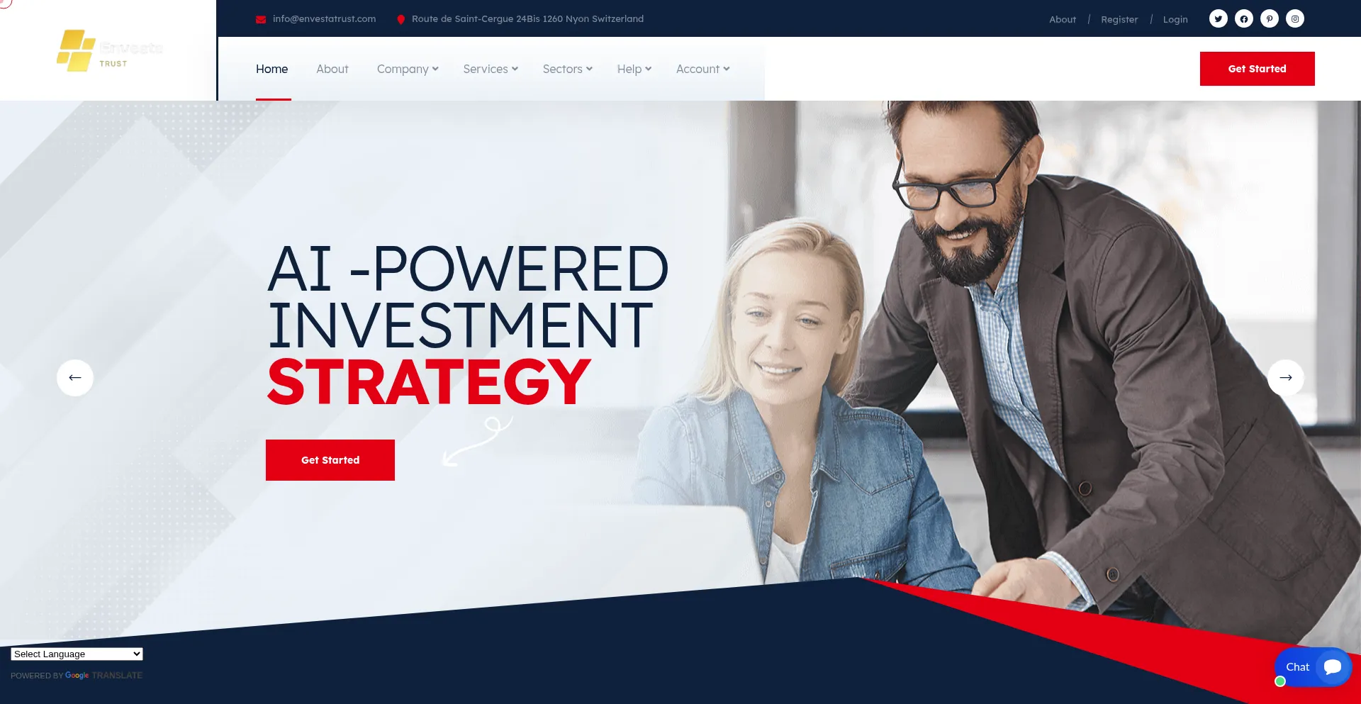 Website screenshot of Envestatrust.com
