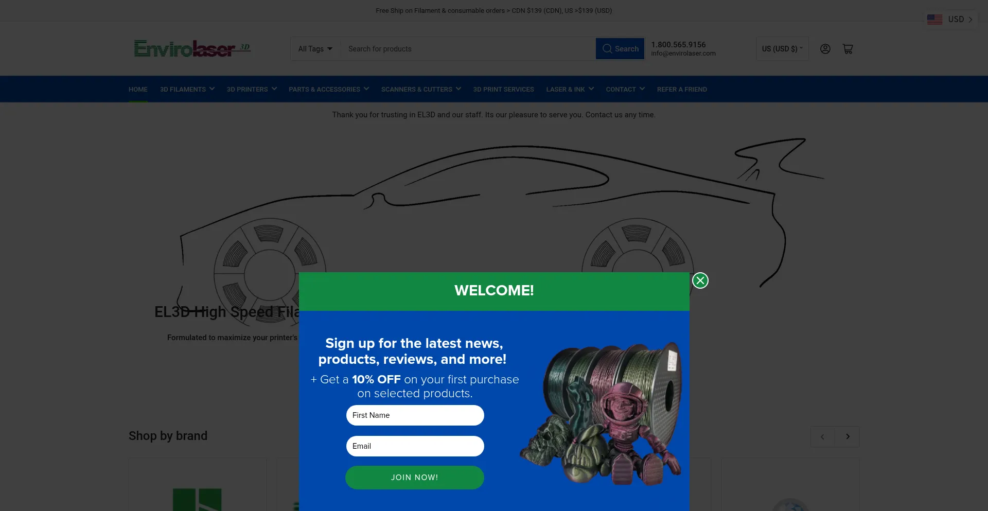 Website screenshot of Envirolaser3d.com