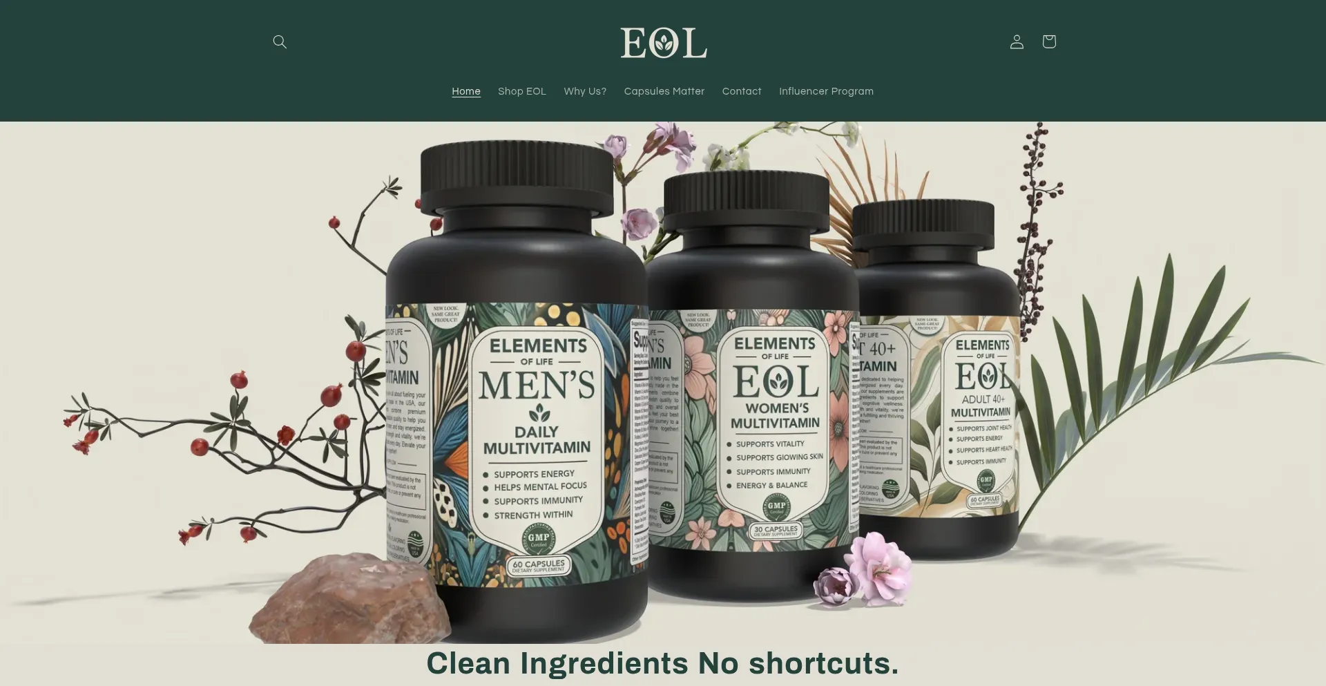 Website screenshot of Eolsupps.com