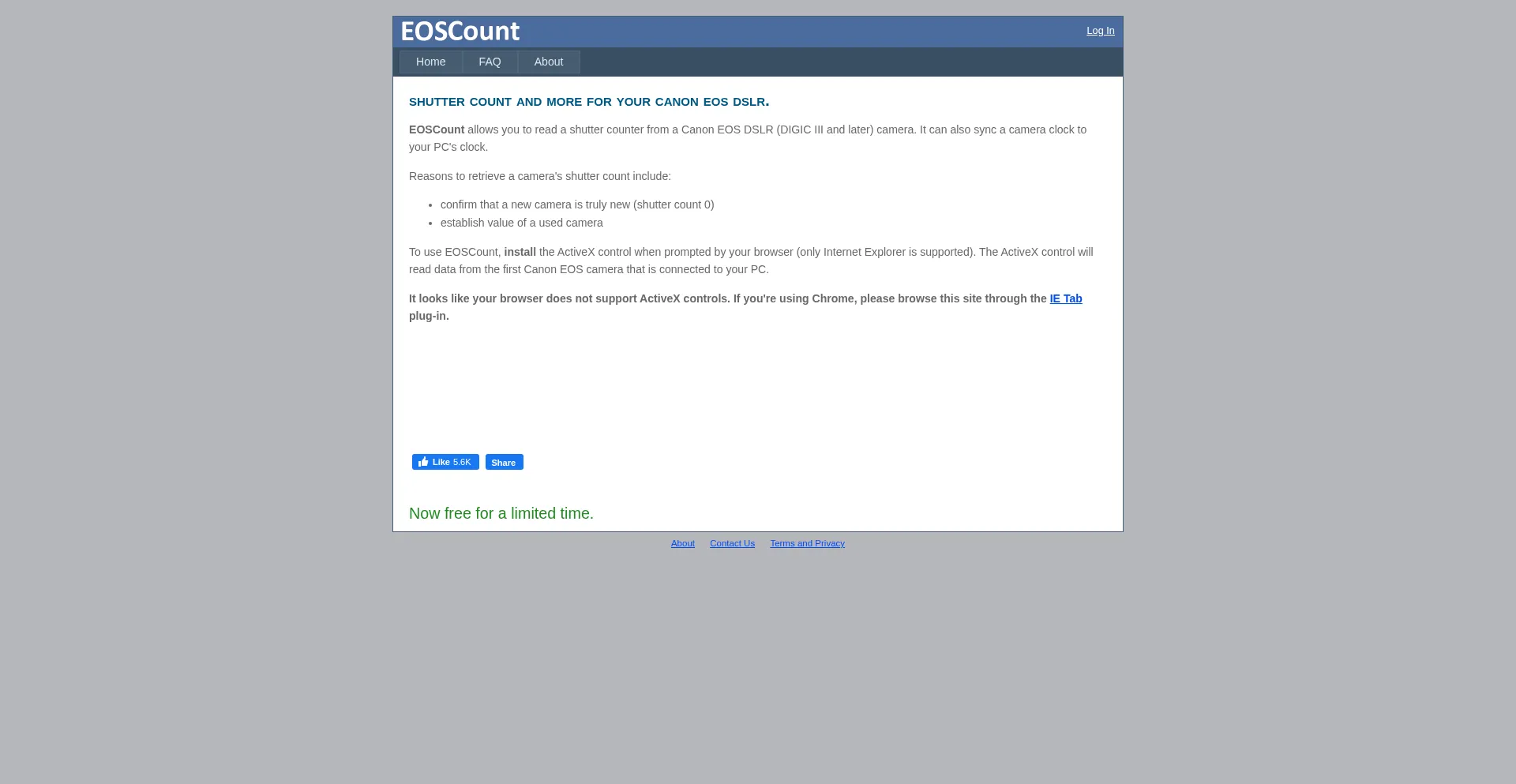 Website screenshot of Eoscount.com