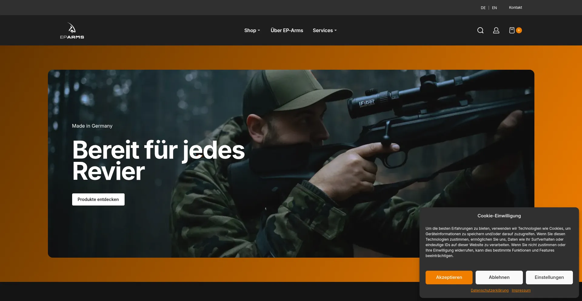 Website screenshot of Ep-arms.de