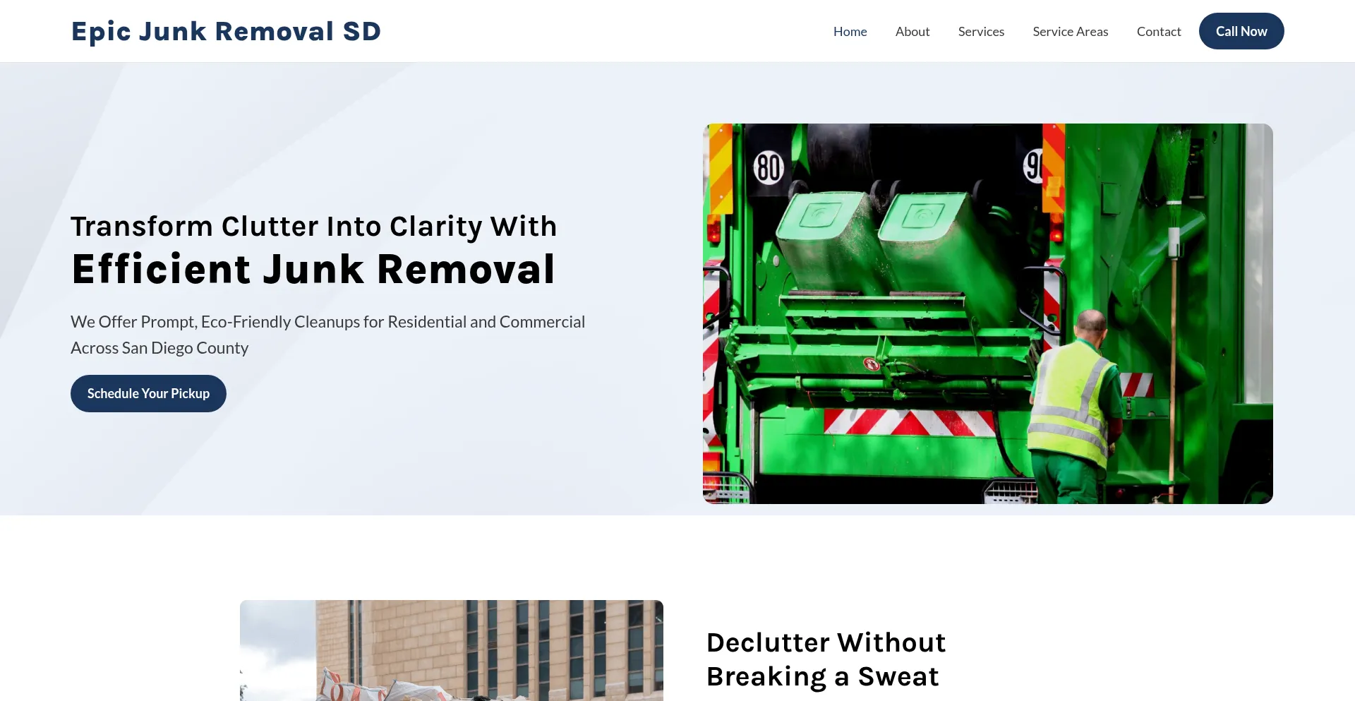 Website screenshot of Epicjunkremovalsd.com