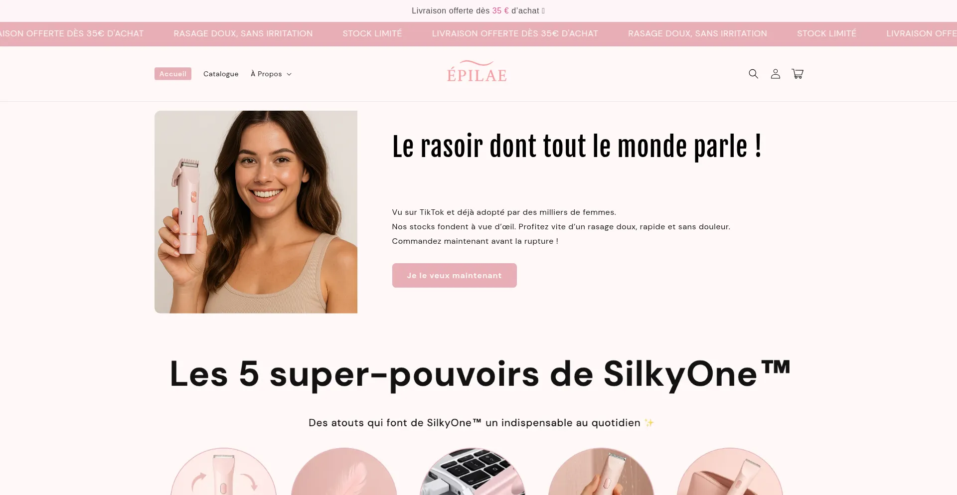 Website screenshot of Epilae.fr