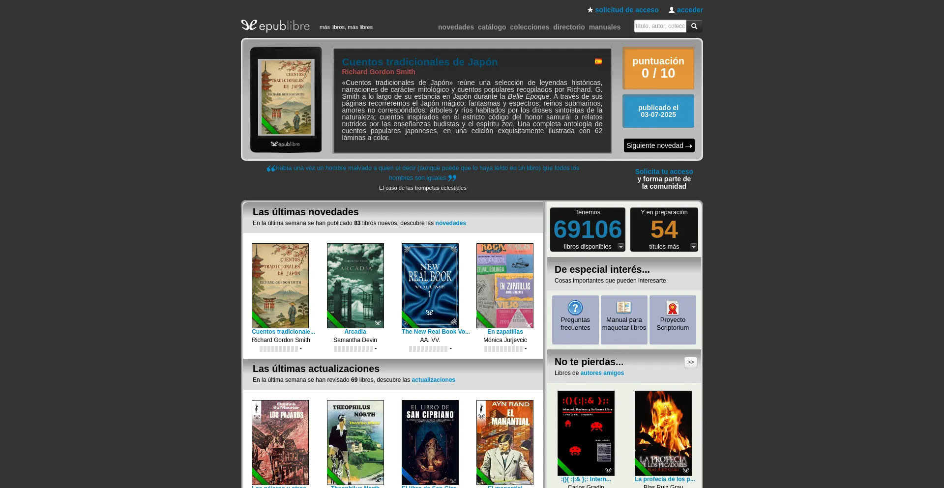 Website screenshot of Epublibre.org