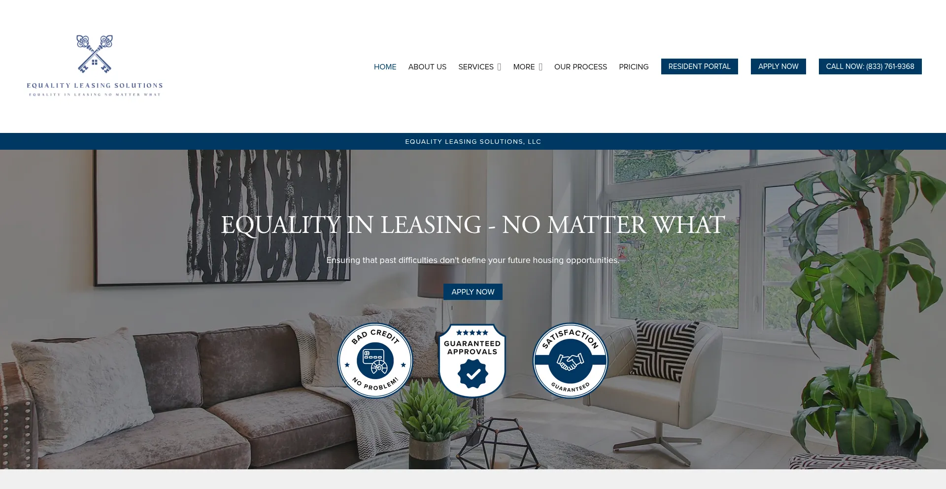 Website screenshot of Equalityleasing.com