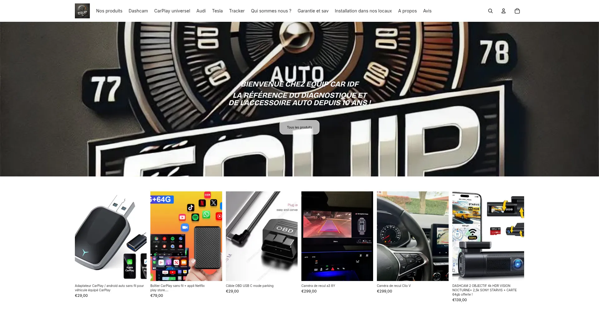 Website screenshot of Equipcaridf.com