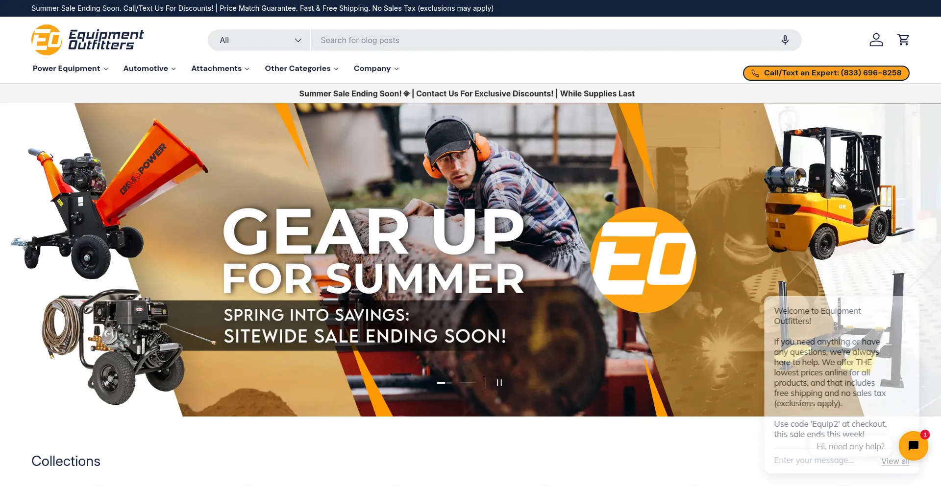 Website screenshot of Equipment-outfitters.com
