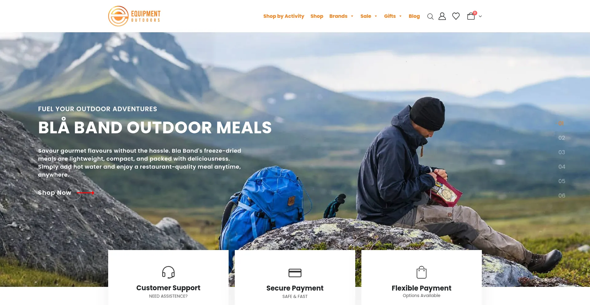 Website screenshot of Equipmentoutdoors.co.uk